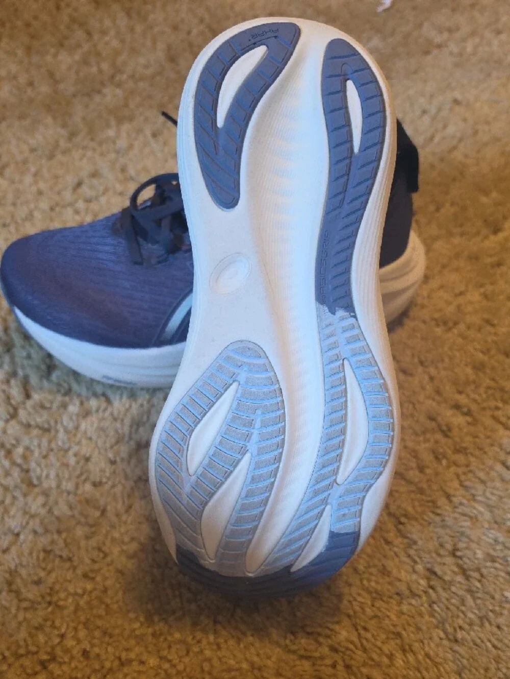 Asics Navy Running Shoes with White Sole and Silver Accents